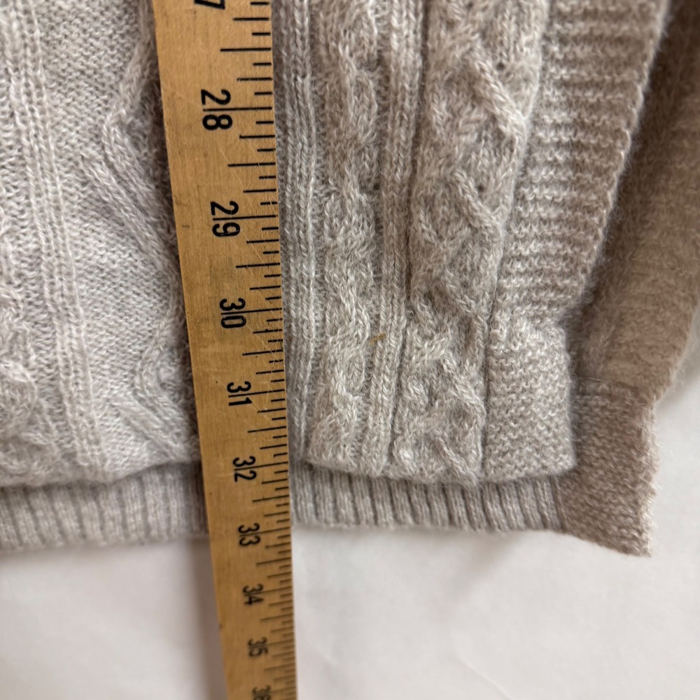 Peruvian Connection Fisherman Royal Alpaca Cable Knit Sweater Beige‎ Old Money S - Picture 7 of 8